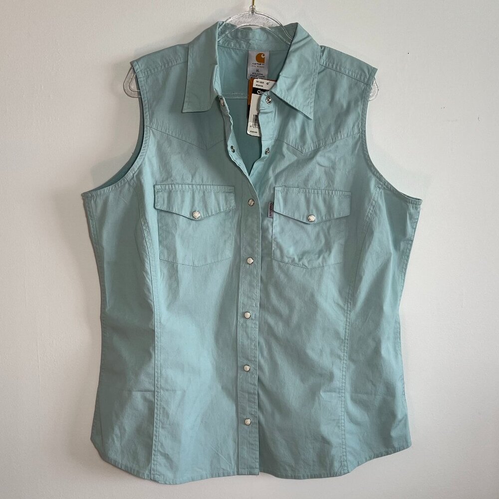 NWT Women's Carhartt Sleeveless top. Pearlized snaps, seamed bodice, size XL